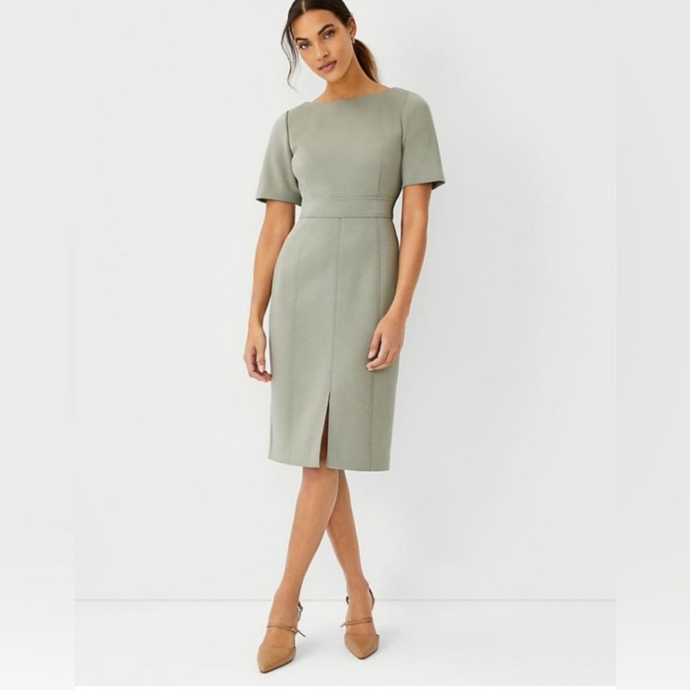 Ann Taylor Seamed Sheath Dress Mountain Rosemary Size 8T